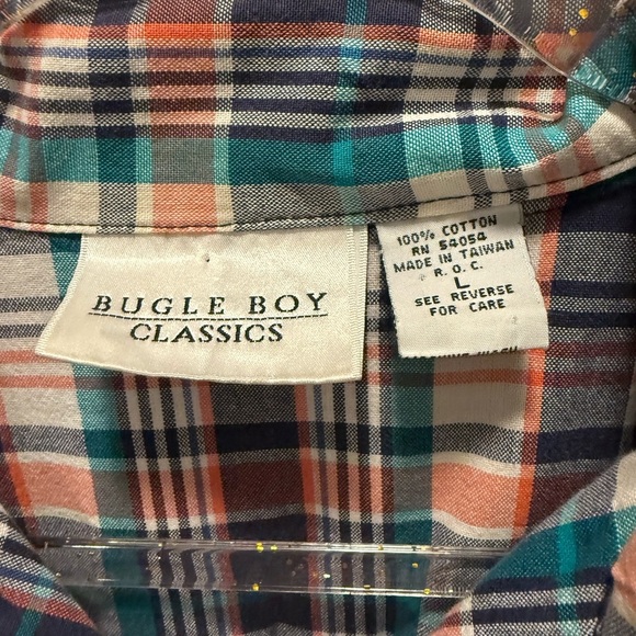 Vintage Bugle Boy Multicolor Plaid Button Down Shirt Size Large - Picture 3 of 5